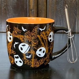 Jack Skelington Pumpkin King Nightmare Before Christmas Ceramic Mug & Mini Whisk